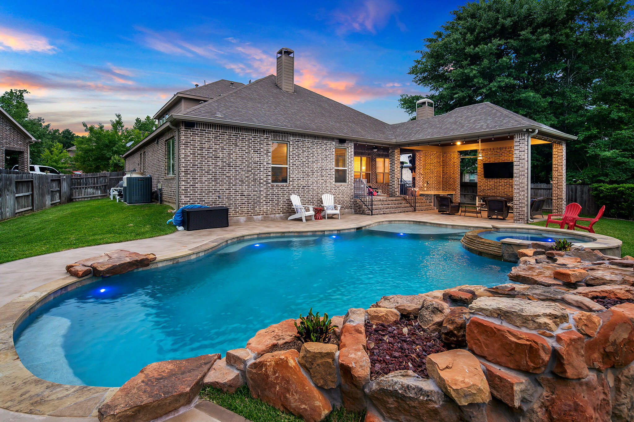 Freeform Pool and Outdoor Living Space in Magnolia, Texas