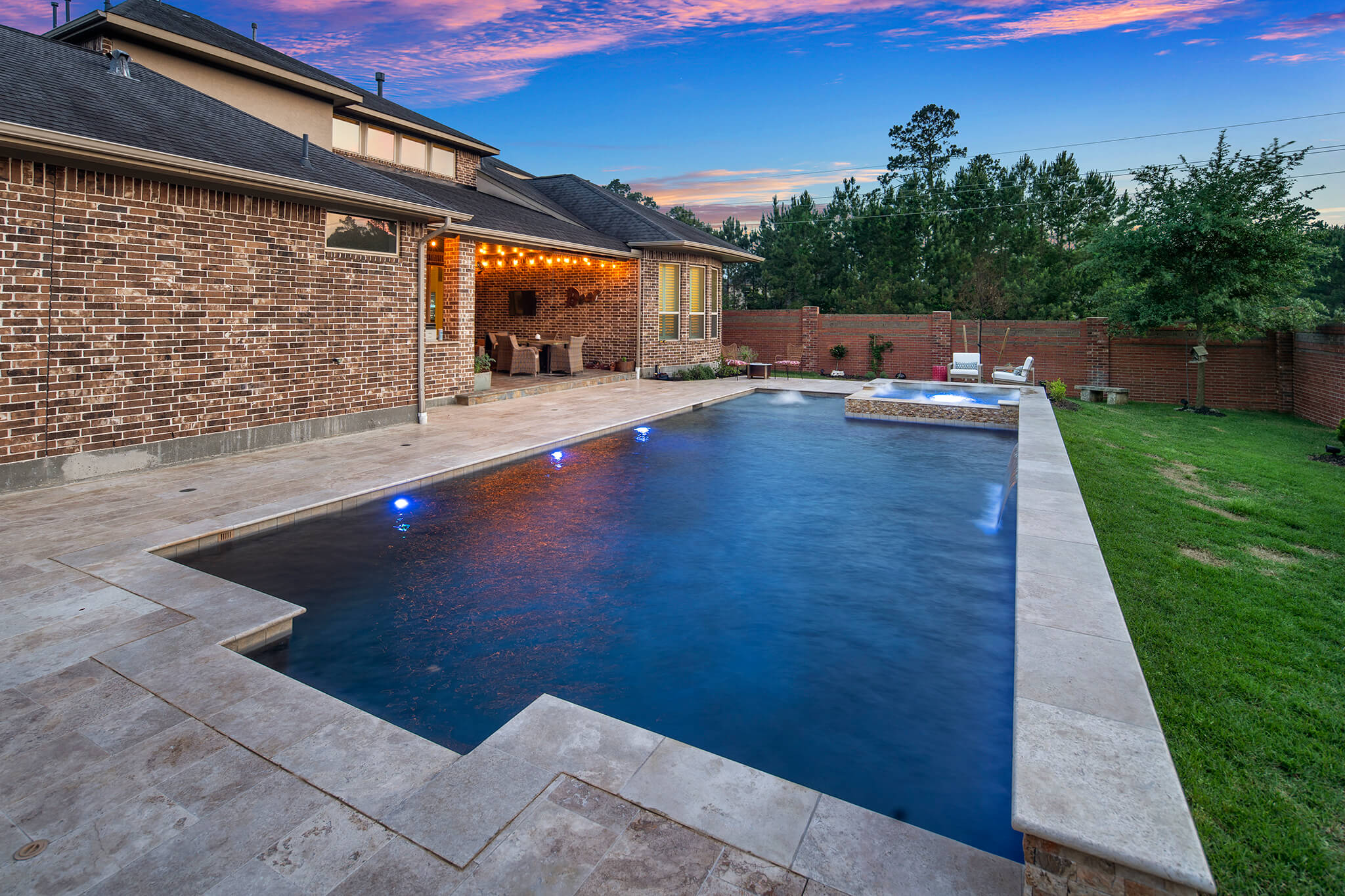Geometric Glass Tile Pool in Benders Landing, Spring TX