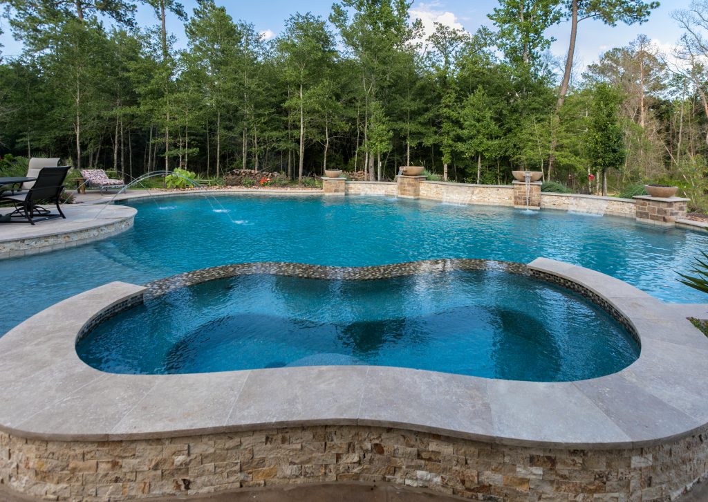 Freeform custom pool with spa