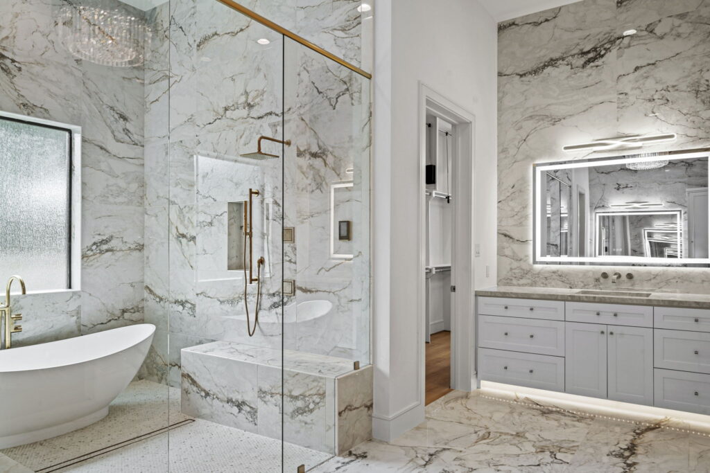 modern bathroom construction by picklo homes