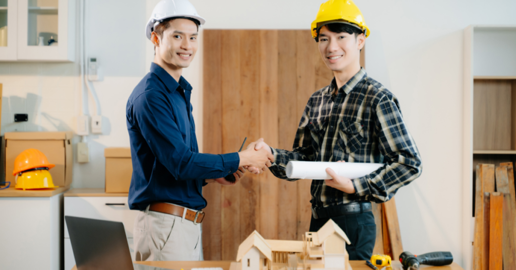 home builders shaking hands