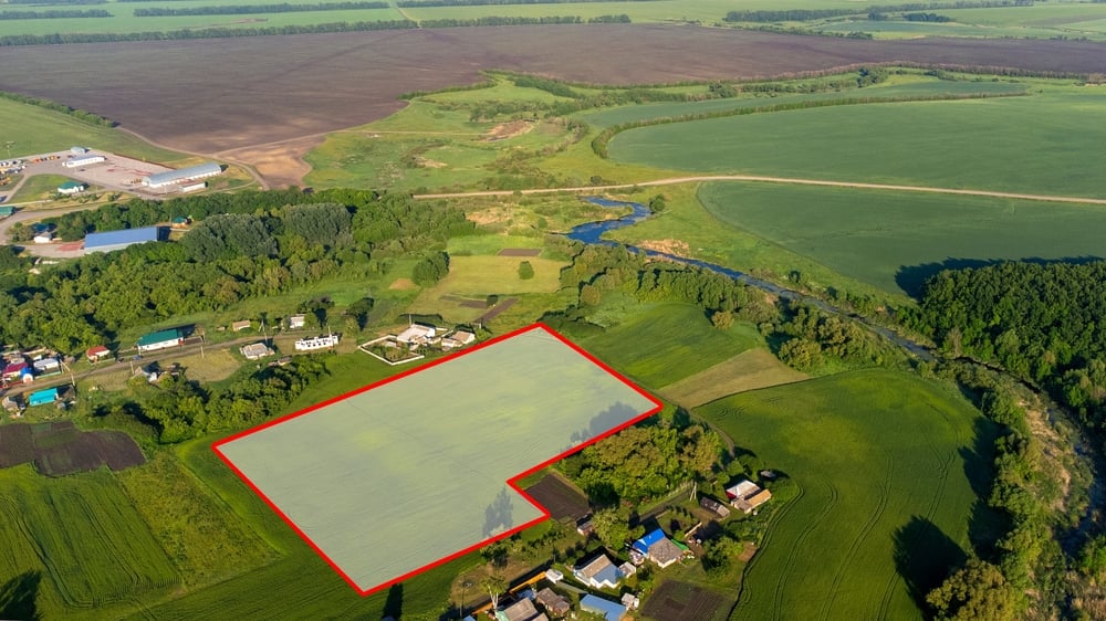 A,Piece,Of,Land,,Encompassing,A,View,From,Above,,A building on private property